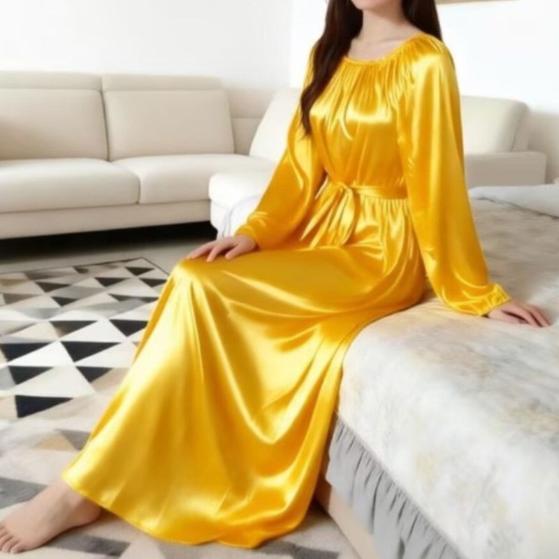 Robe Silk Women - Gaun Tidur Sutra Es Mengkilap Dengan